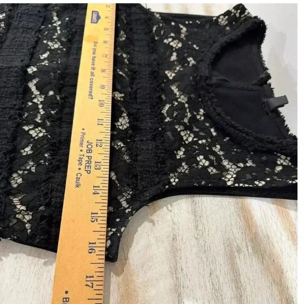 J. CREW Womens Textured Lace Overlay Top Size XS Black Sleeveless Blouse Shirt